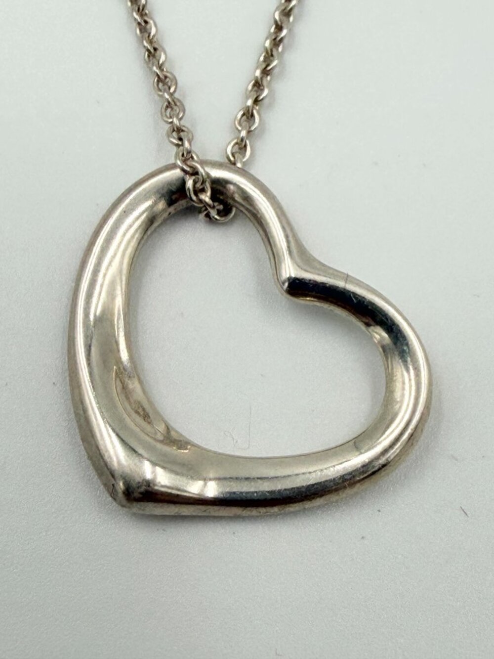 Authentic Tiffany & Co 925 Silver Large (22mm) Open Heart Necklace - Picture 3 of 8